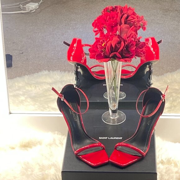 Saint Laurent Opyum YSL High Heel Sandals Red US7.5 E38+ - Picture 3 of 14